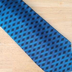 Altea Blue and Black Woven Geometric Tie